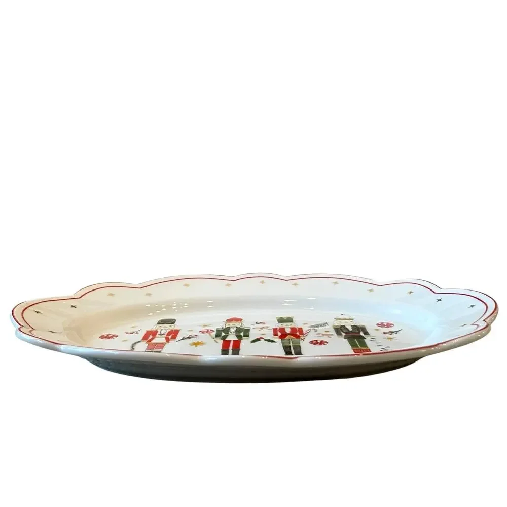 Grace Teaware Fine Porcelain CHRISTMAS NUTCRACKER Serving Platter Tray 10x14 NEW